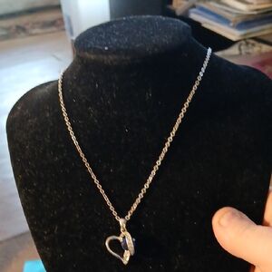 Elegant Silver Tone Heart Pendant Necklace